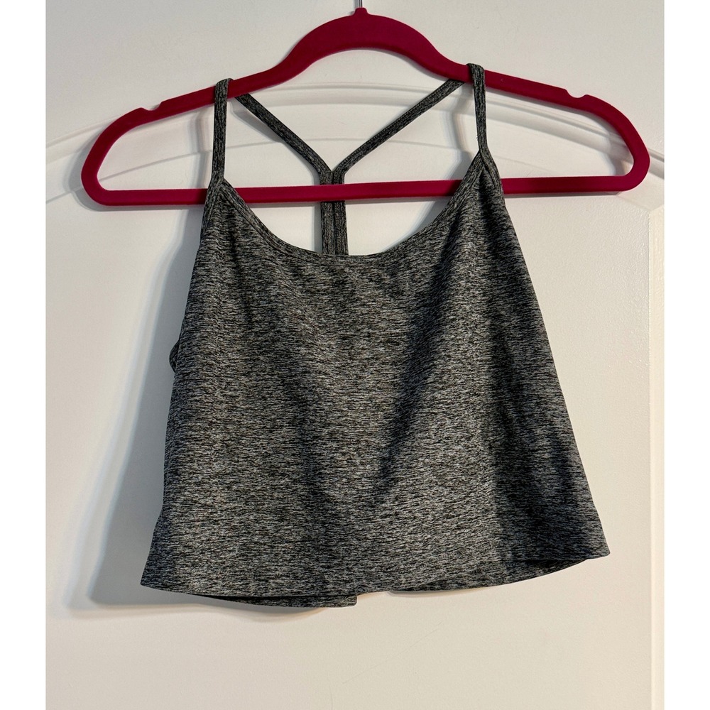 Beyond Yoga Cropped Tank XL Grey Spacedye Racerback Active Athleisure Soft Gym